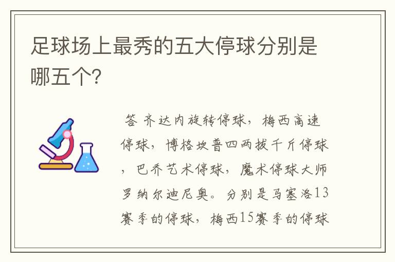 足球场上最秀的五大停球分别是哪五个？