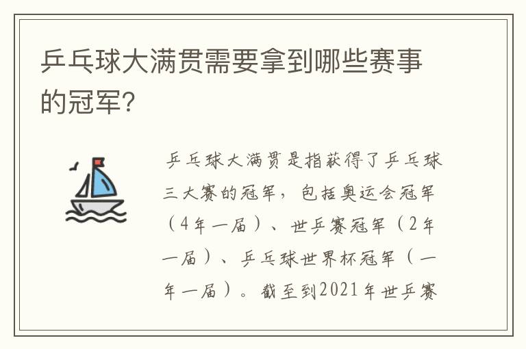 乒乓球大满贯需要拿到哪些赛事的冠军？