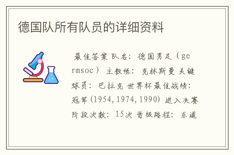 德国队所有队员的详细资料