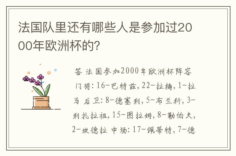 法国队里还有哪些人是参加过2000年欧洲杯的？