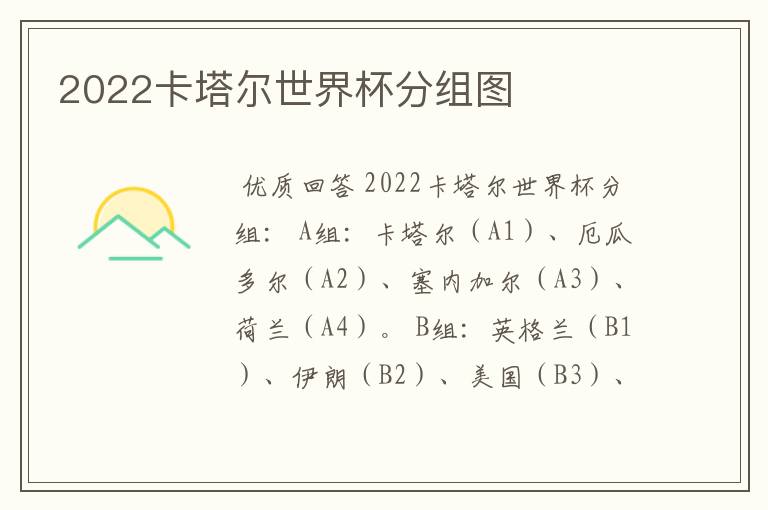 2022卡塔尔世界杯分组图