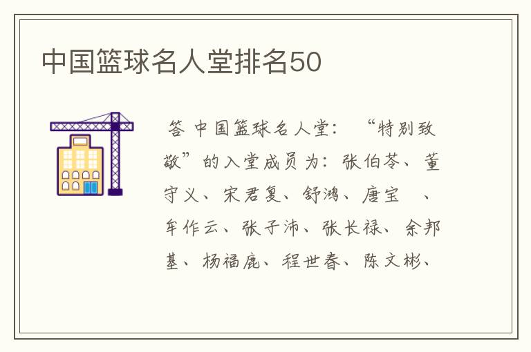 中国篮球名人堂排名50