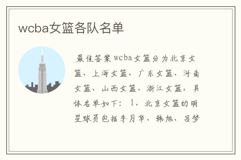 wcba女篮各队名单