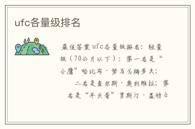 ufc各量级排名