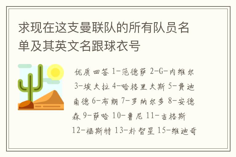 求现在这支曼联队的所有队员名单及其英文名跟球衣号