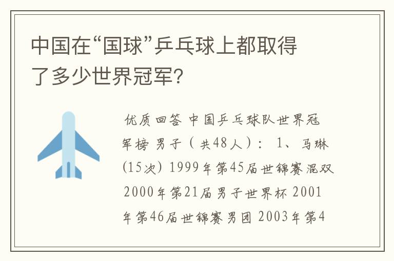 中国在“国球”乒乓球上都取得了多少世界冠军？