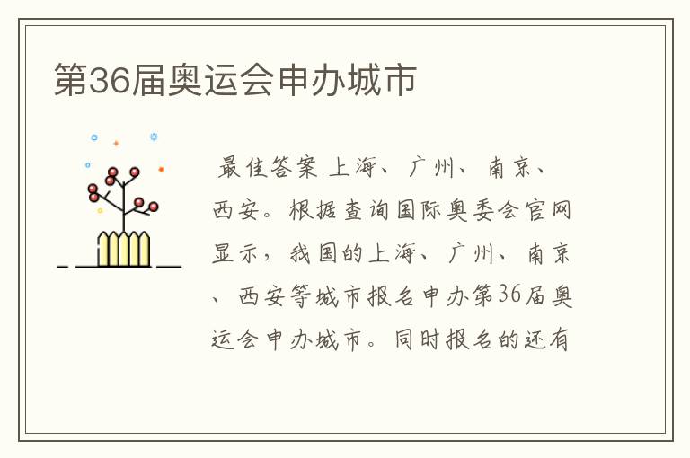 第36届奥运会申办城市