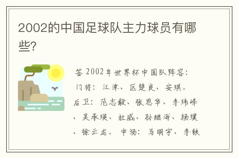 2002的中国足球队主力球员有哪些？