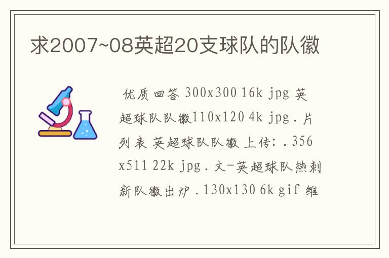 求2007~08英超20支球队的队徽