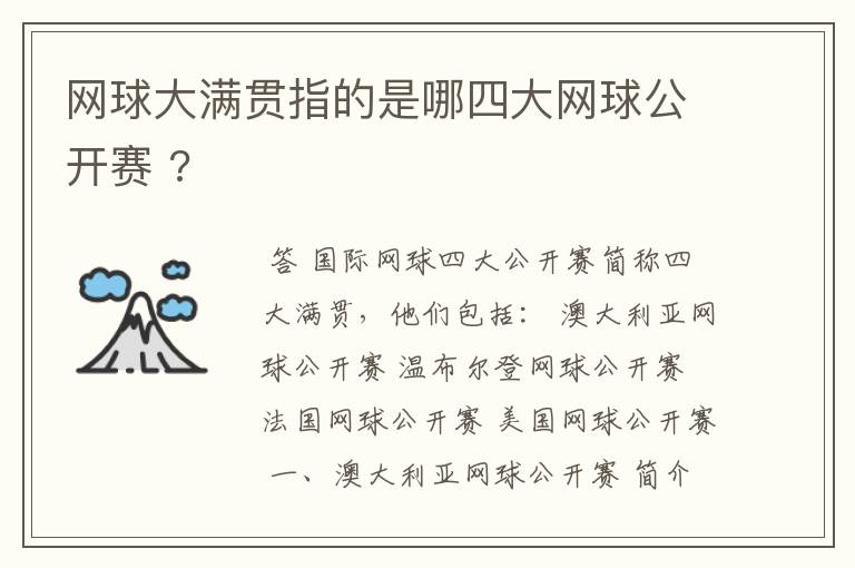 网球大满贯指的是哪四大网球公开赛 ?