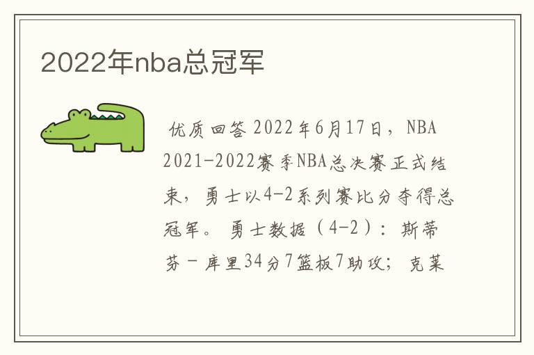 2022年nba总冠军