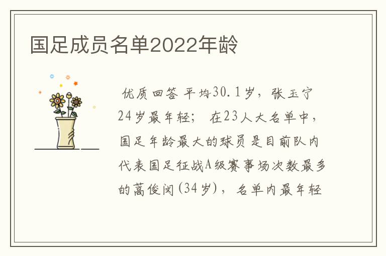 国足成员名单2022年龄