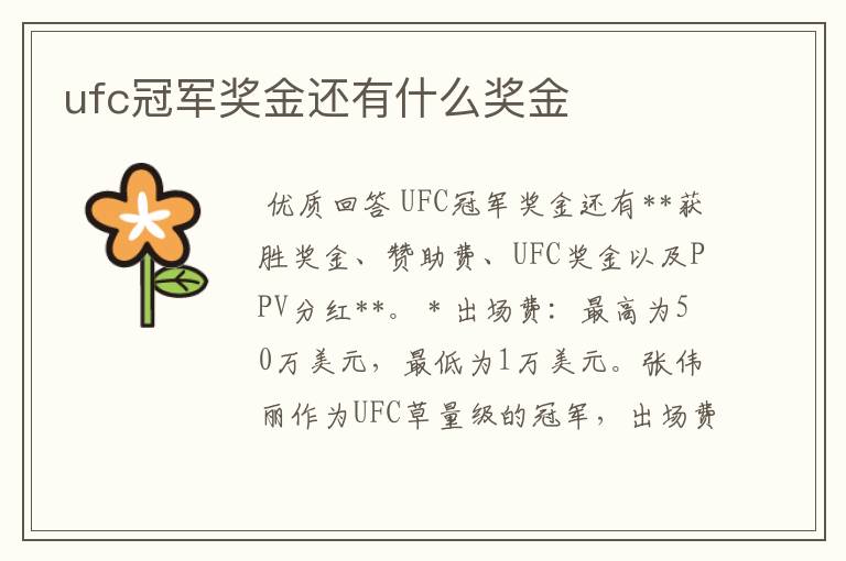 ufc冠军奖金还有什么奖金