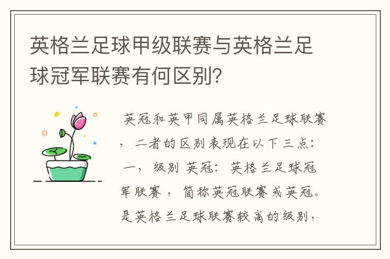 英格兰足球甲级联赛与英格兰足球冠军联赛有何区别？