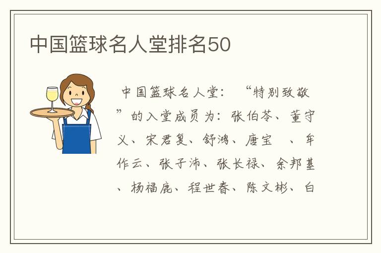 中国篮球名人堂排名50