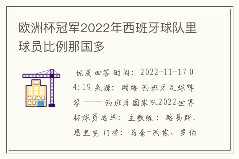 欧洲杯冠军2022年西班牙球队里球员比例那国多