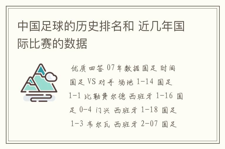 中国足球的历史排名和 近几年国际比赛的数据