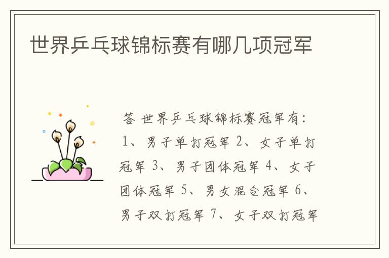 世界乒乓球锦标赛有哪几项冠军