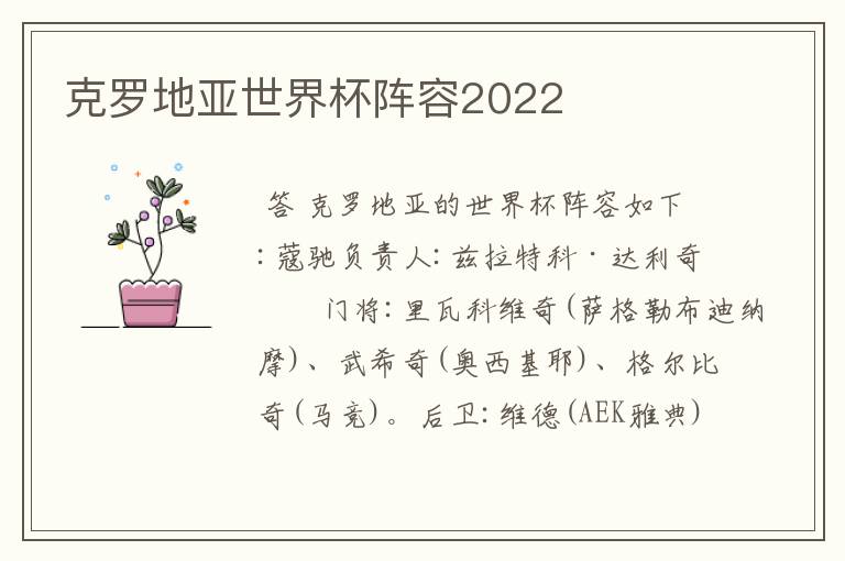 克罗地亚世界杯阵容2022