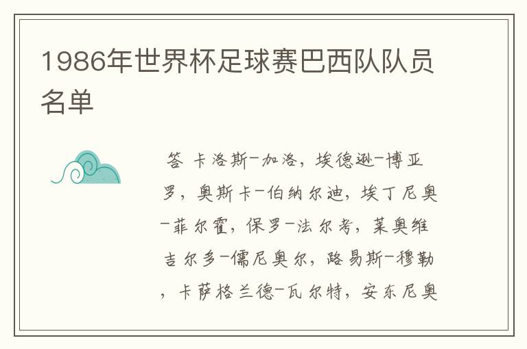 1986年世界杯足球赛巴西队队员名单