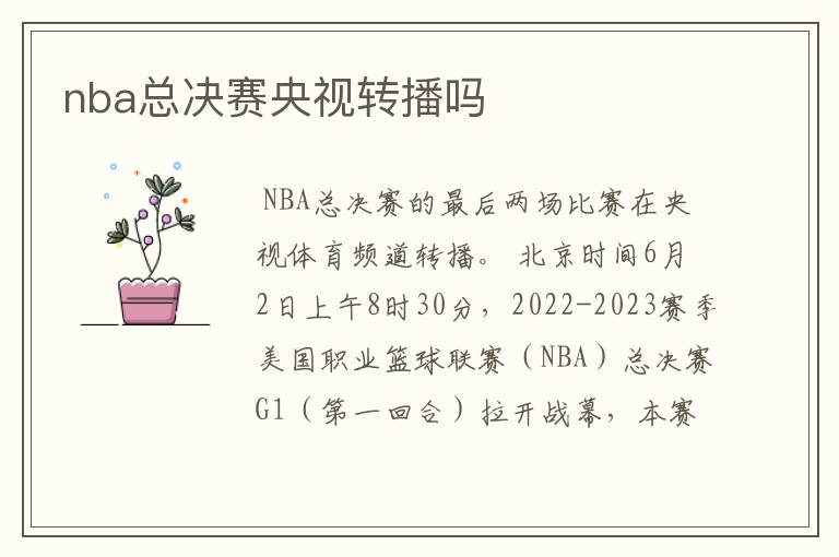 nba总决赛央视转播吗