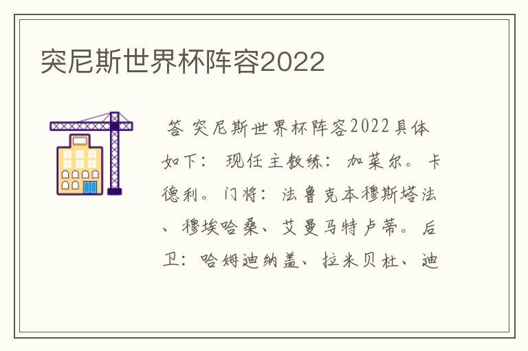 突尼斯世界杯阵容2022