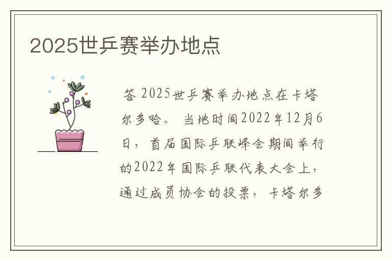 2025世乒赛举办地点