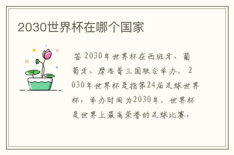 2030世界杯在哪个国家