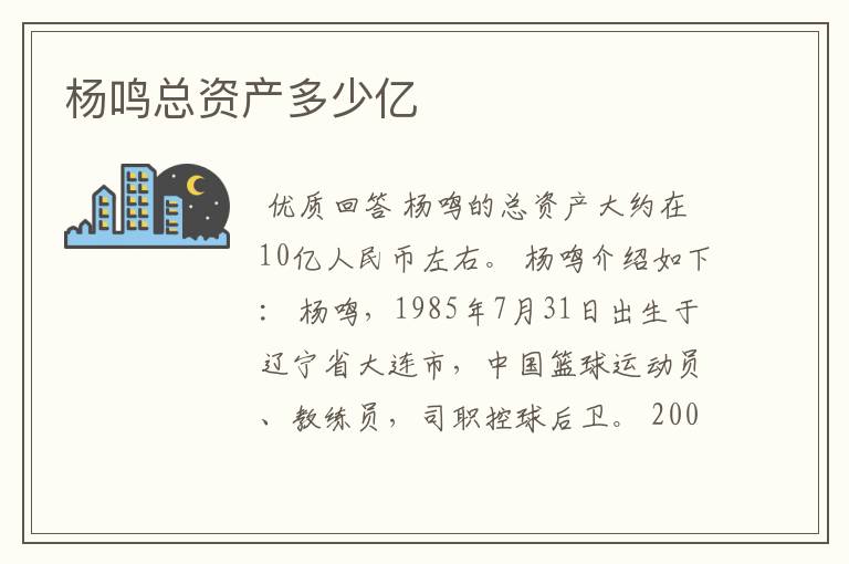 杨鸣总资产多少亿