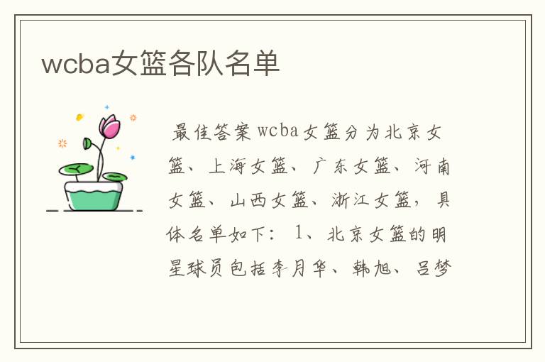 wcba女篮各队名单