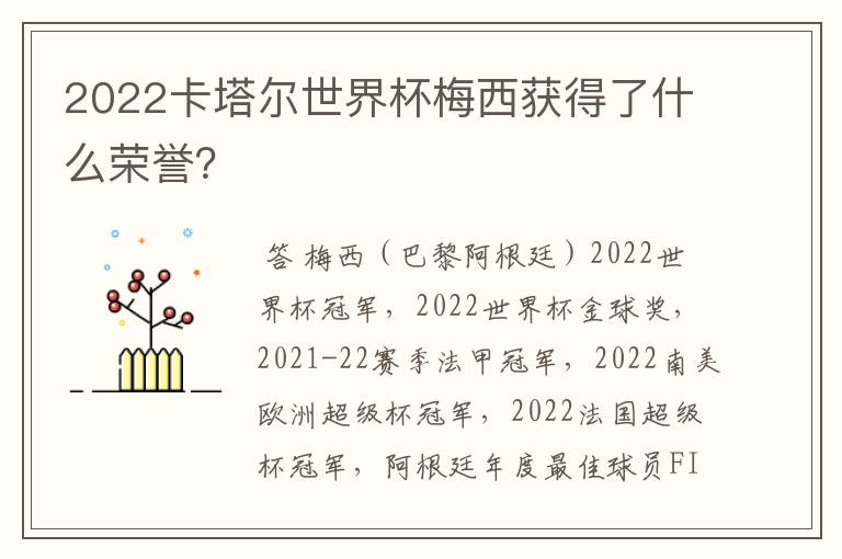 2022卡塔尔世界杯梅西获得了什么荣誉？