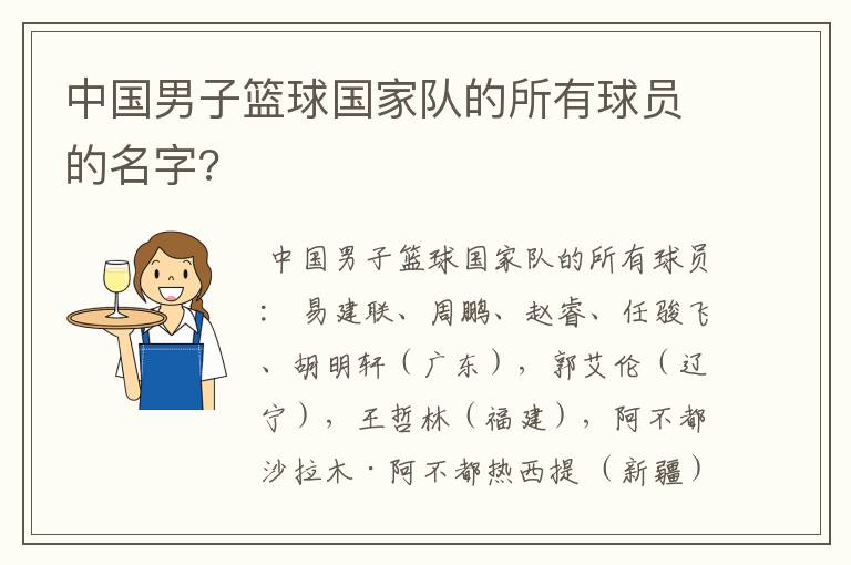 中国男子篮球国家队的所有球员的名字?