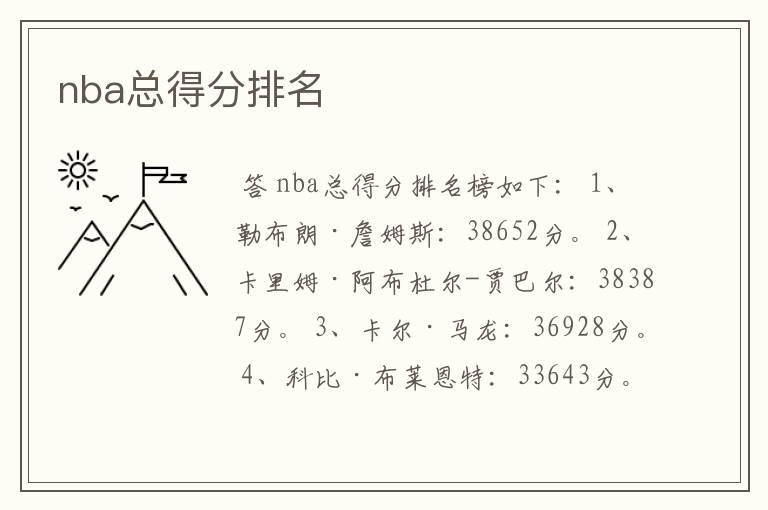 nba总得分排名