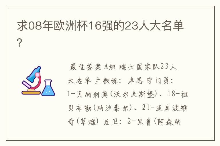 求08年欧洲杯16强的23人大名单？