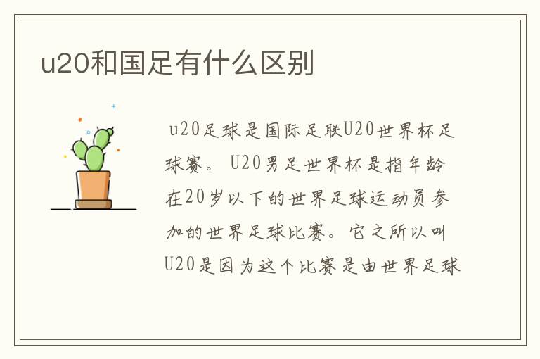 u20和国足有什么区别