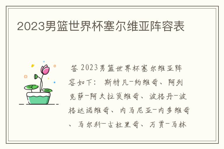 2023男篮世界杯塞尔维亚阵容表