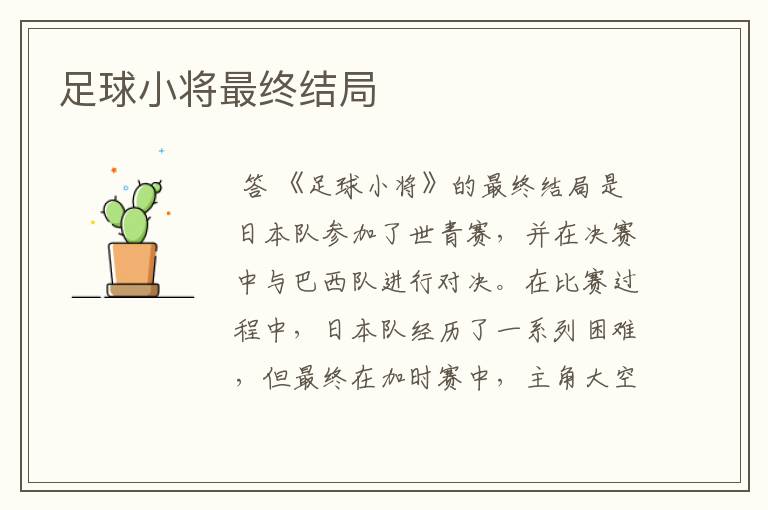 足球小将最终结局