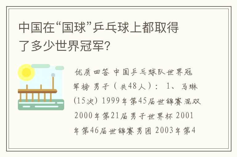 中国在“国球”乒乓球上都取得了多少世界冠军？