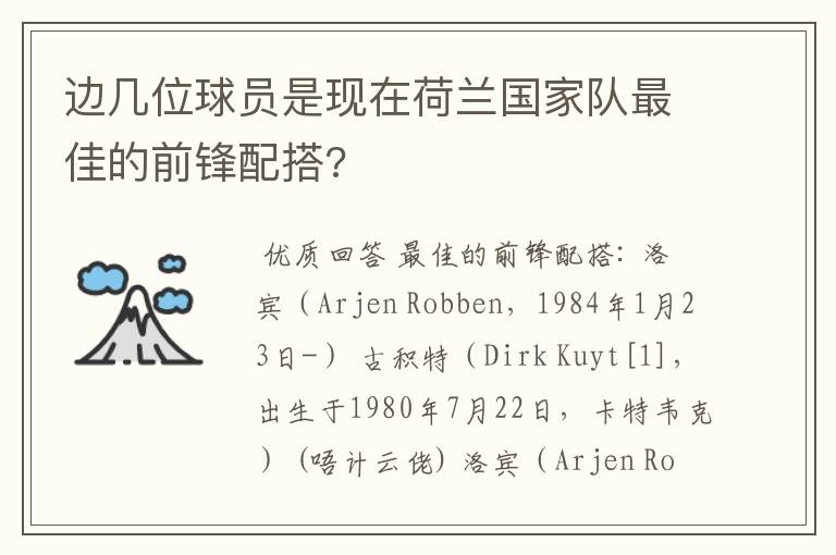 边几位球员是现在荷兰国家队最佳的前锋配搭?