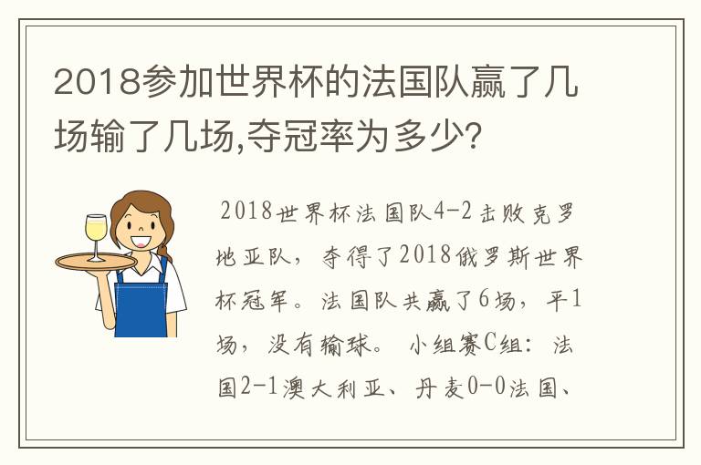 2018参加世界杯的法国队赢了几场输了几场,夺冠率为多少？