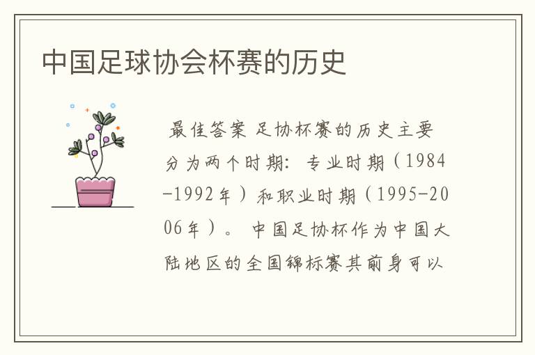 中国足球协会杯赛的历史