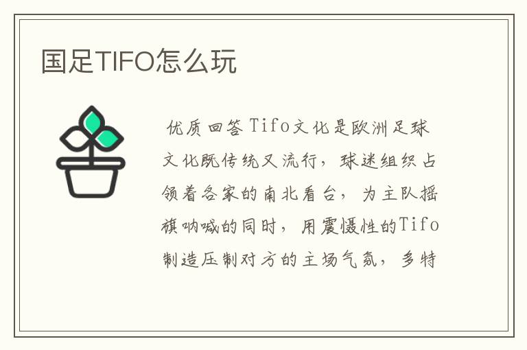 国足TIFO怎么玩
