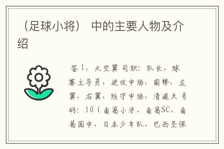 （足球小将） 中的主要人物及介绍