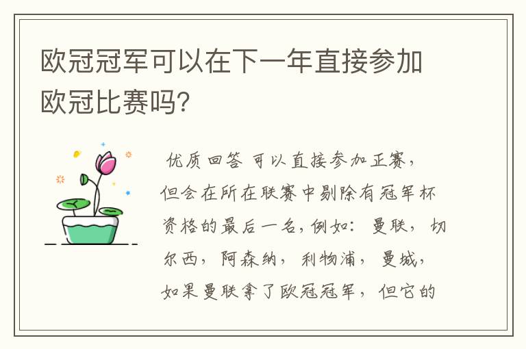 欧冠冠军可以在下一年直接参加欧冠比赛吗？