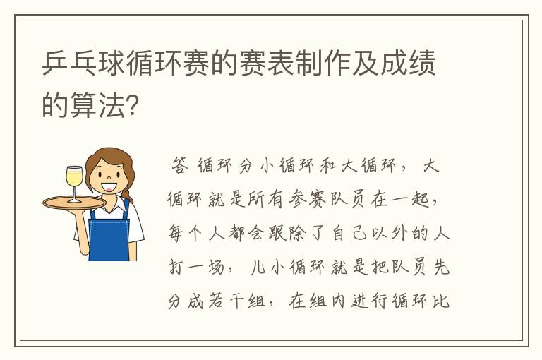 乒乓球循环赛的赛表制作及成绩的算法？