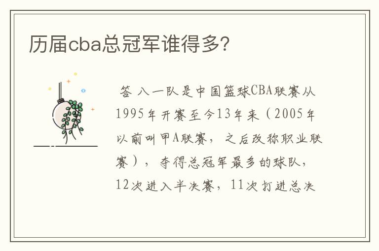 历届cba总冠军谁得多?