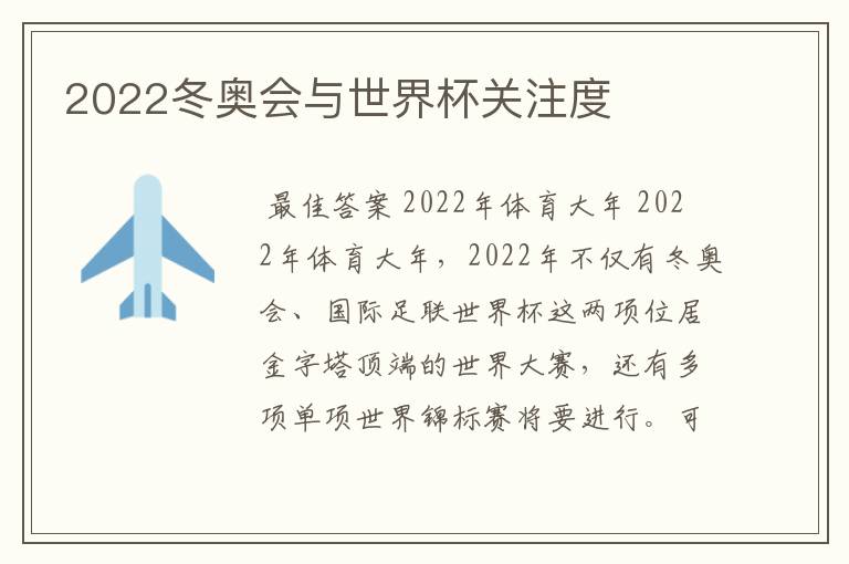 2022冬奥会与世界杯关注度