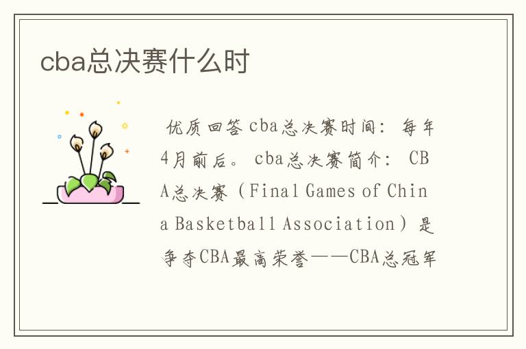 cba总决赛什么时