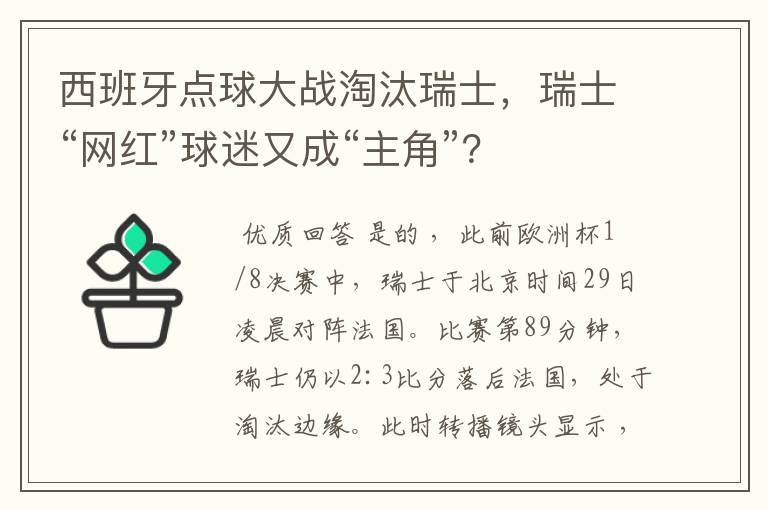 西班牙点球大战淘汰瑞士，瑞士“网红”球迷又成“主角”？