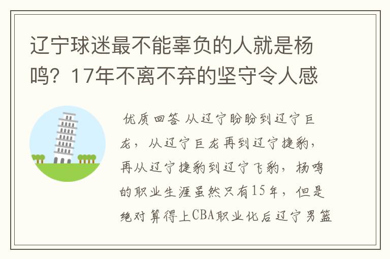 辽宁球迷最不能辜负的人就是杨鸣？17年不离不弃的坚守令人感动